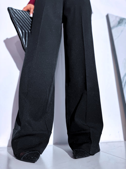 "LUX LASH VS8125-1" fabric pants - BLACK